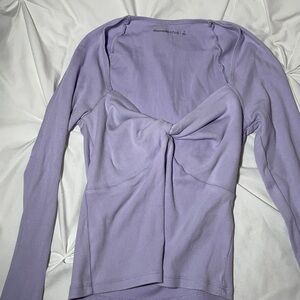 Abercrombie & Fitch Purple Fitted Blouse with Tie Front